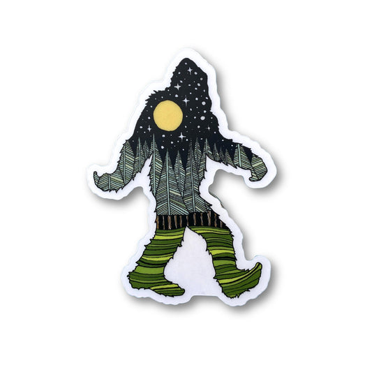 Small Bigfoot Night Sky Clear Sticker