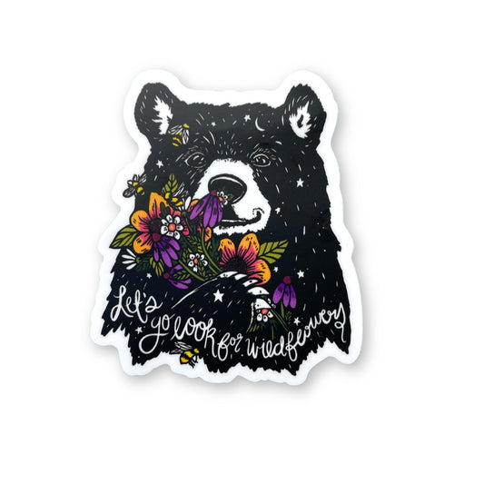 Let's Go Look for Wildflowers Bear Sticker