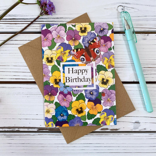 Happy Birthday Pretty Violas Greeting Card