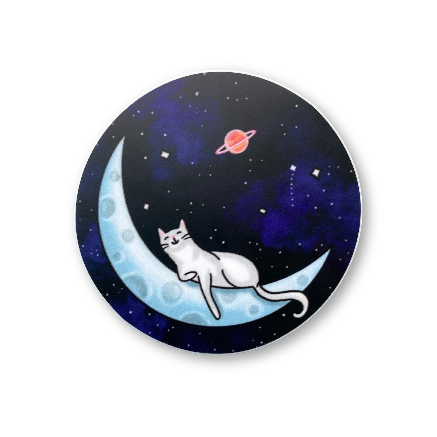 Space Cat Circle Vinyl Sticker