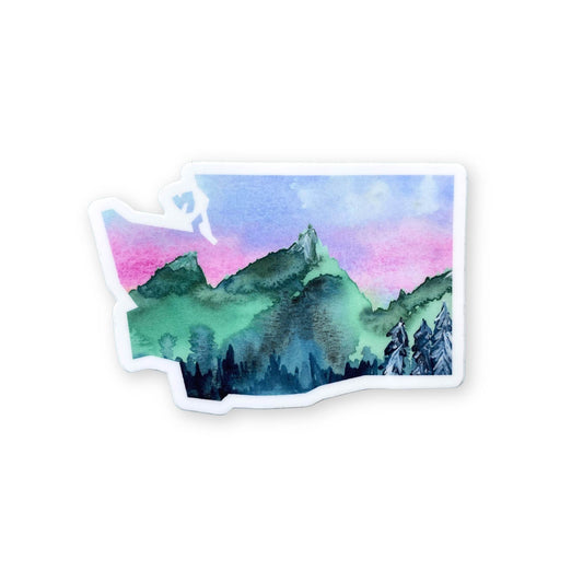 Watercolor Mountains Washington Sticker