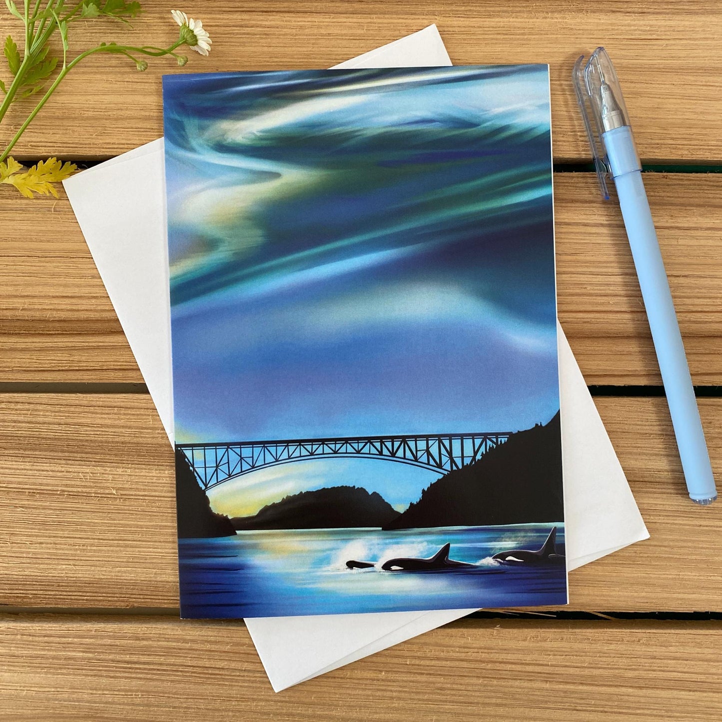 Orcas in Deception Pass Greeting Card