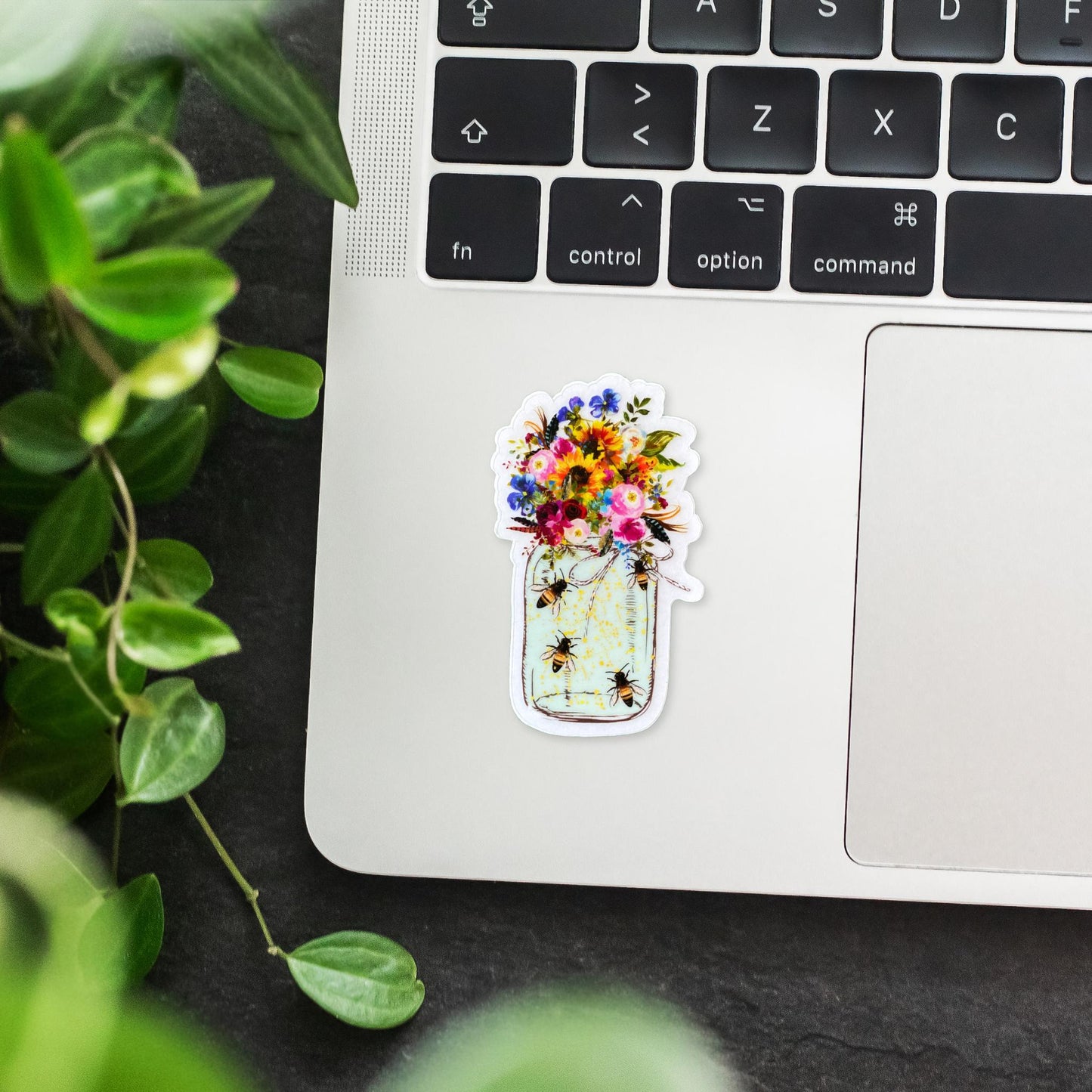 Floral Bee Mason Jar Sticker