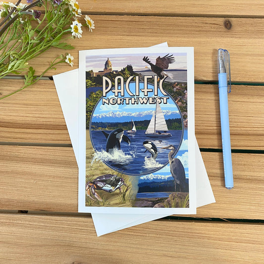 Pacific Northwest Scenic Montage Greeting Card